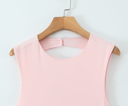 Twist-Pleated Sleeveless Backless Dress