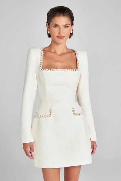 Long Sleeved Beaded Classic Dress