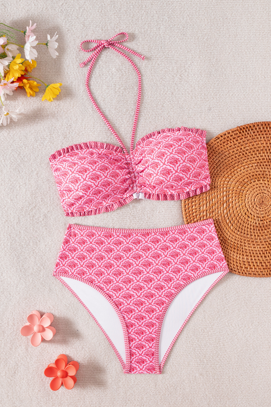 Pink Two-Way Lace-Up Bikini Set