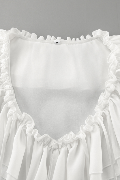 Ruffle Tie V-Neck Blouse