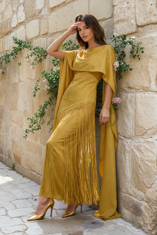 Shawl Tassel Two-Piece Dress