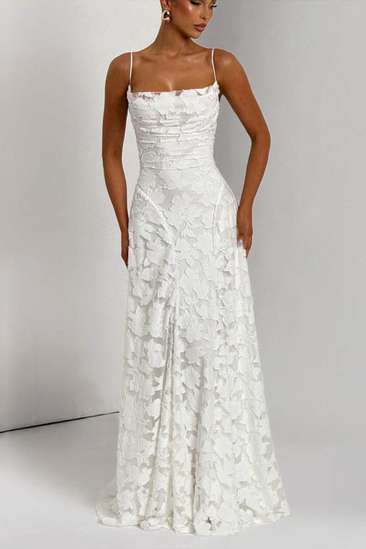 Lace-Up Ruched Backless Maxi Dress