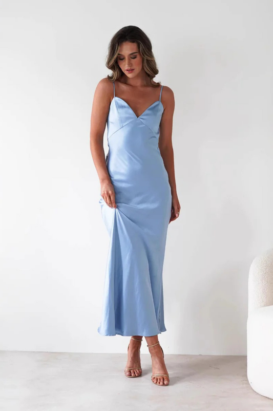 Backless Tie Detail V-Neck Maxi Dress