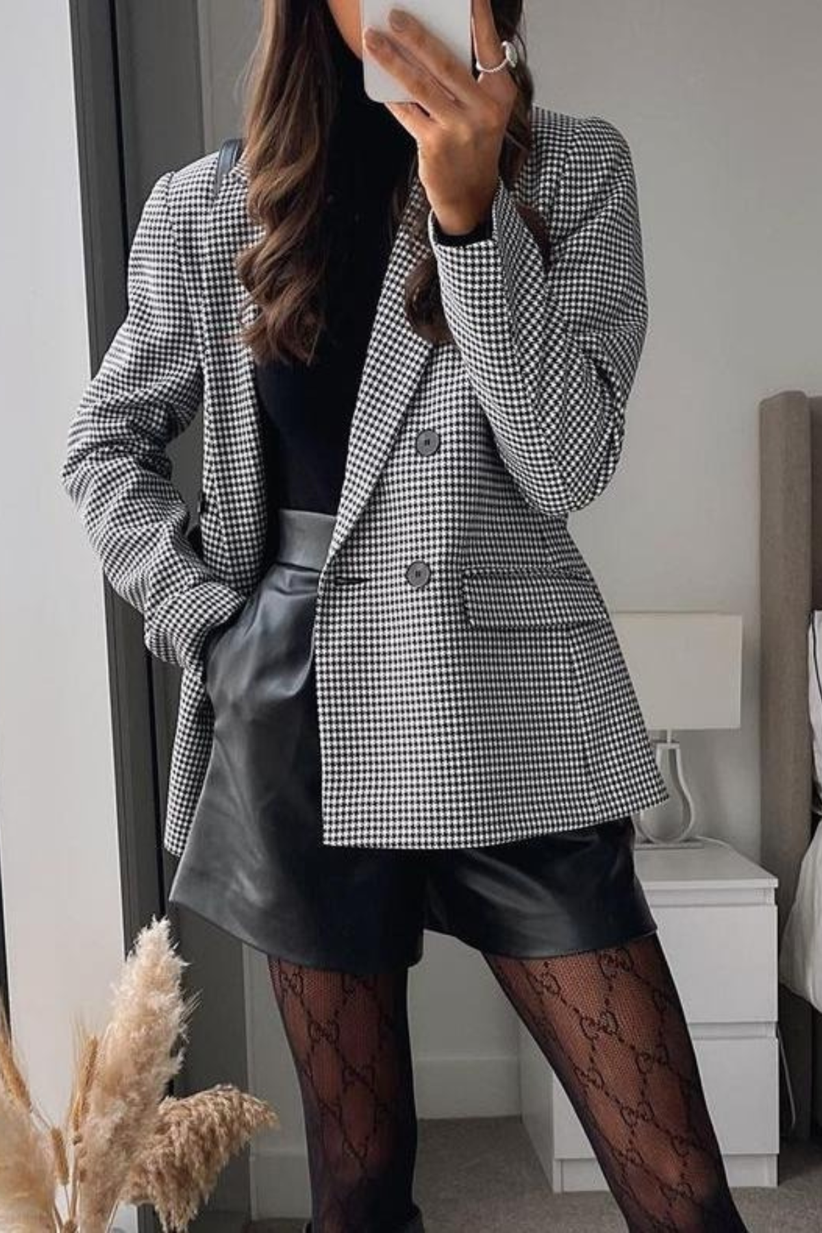 Autumn Plaid Double-Breasted Blazer Coat