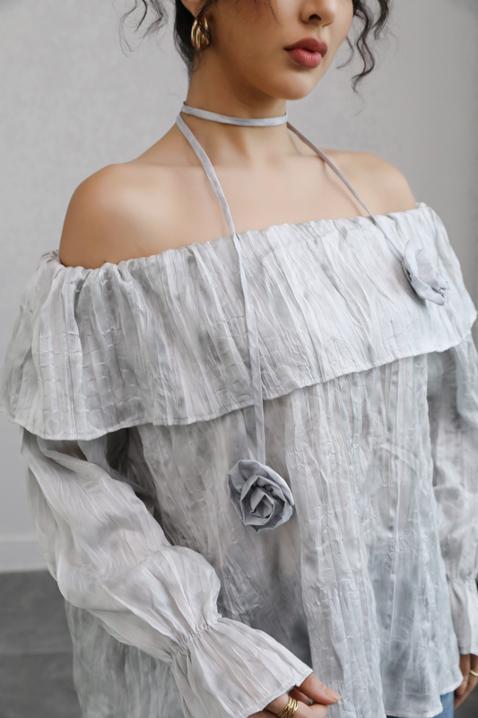 Off-Shoulder 3D Tie Blouse