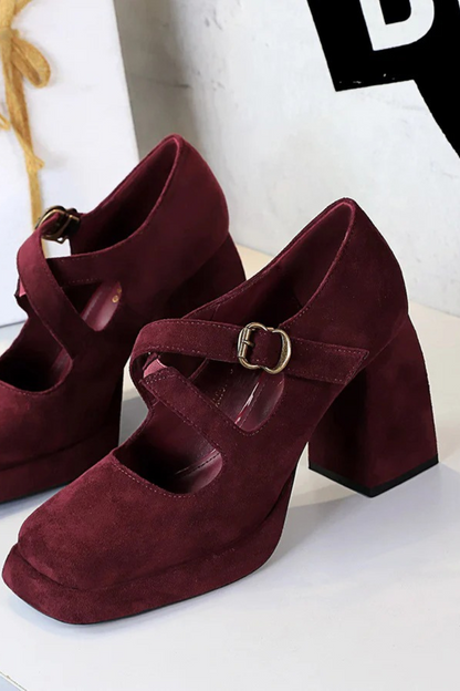 Retro Chunky Heel Pumps