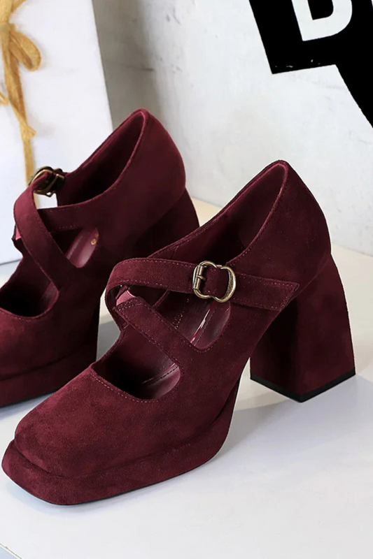 Retro Chunky Heel Pumps