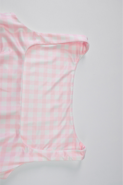 Slim Fit Check Square Neck Tank Top