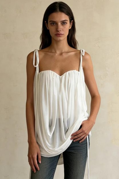 Draped Sweetheart Chiffon Camisole Top