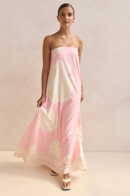 Pink Striped Bandeau Dress