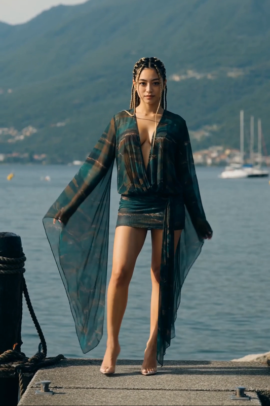 Emerald Deep V Mini Dress