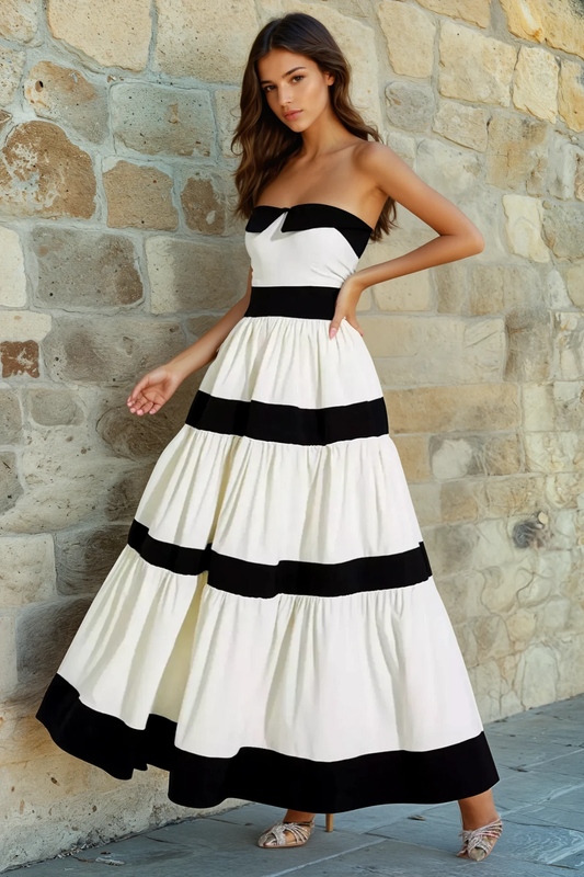 Striped Bow Maxi Dress
