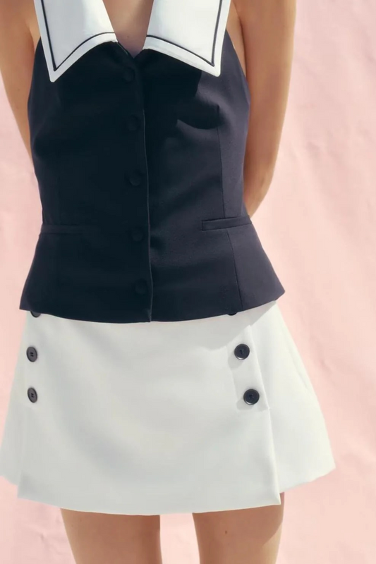 Elegant Solid Polyester Skort