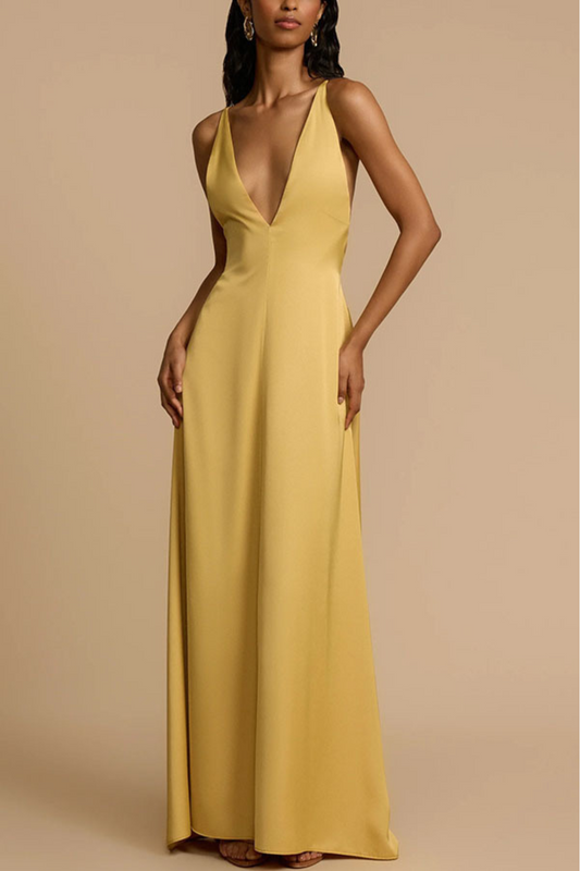 Satin Backless Cutout Maxi Dress