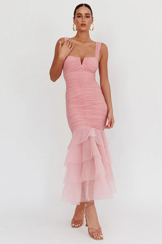 Ruched Ruffle Dress