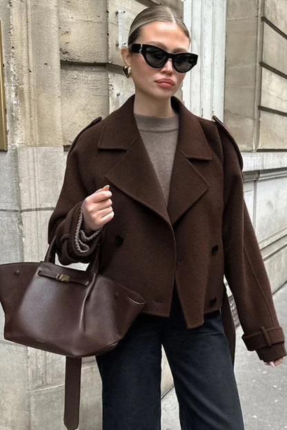 Elegant Double-Breasted Woolen Coat