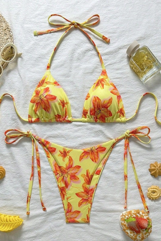Fresh Floral Halter Bikini Set