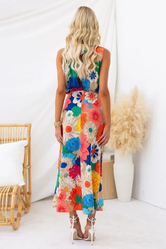 Floral Mock Neck Maxi Dress
