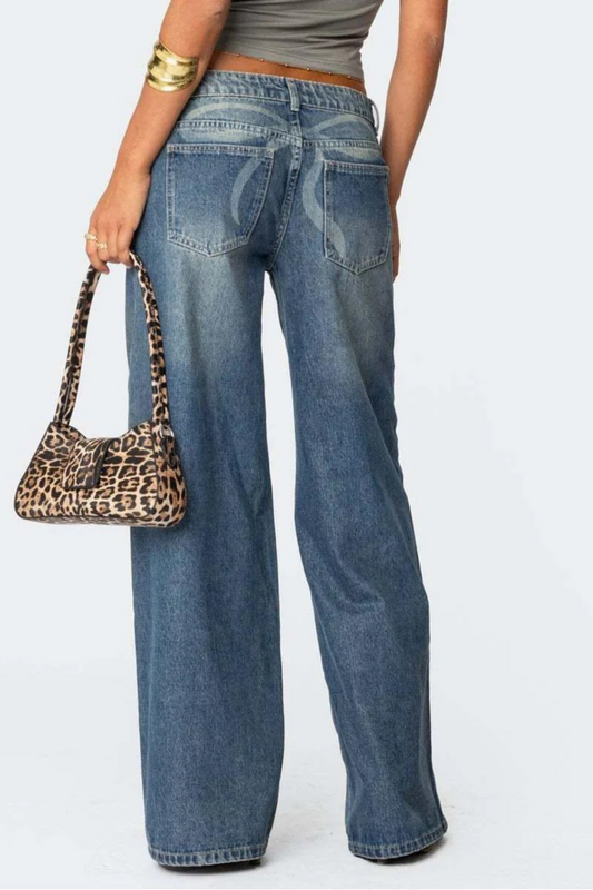 Bow Design Wide Leg Jeans