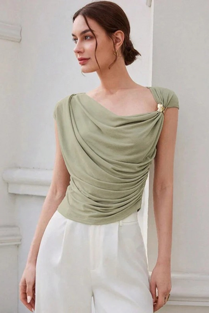 One-Shoulder Asymmetric Ruched Crop Top