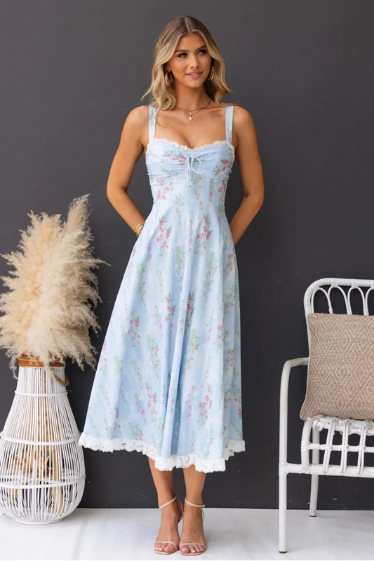 Floral Lace Ring Detail Maxi Dress