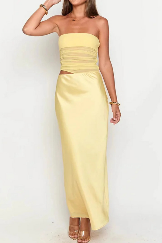 French Satin Cutout Dress