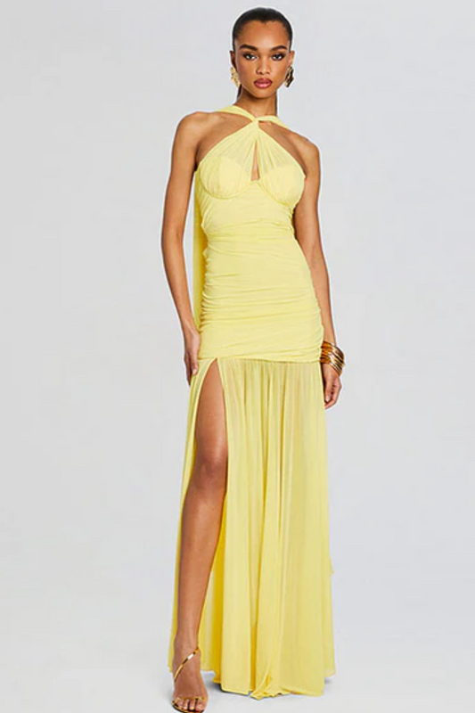 Mesh Long Ruched Dress