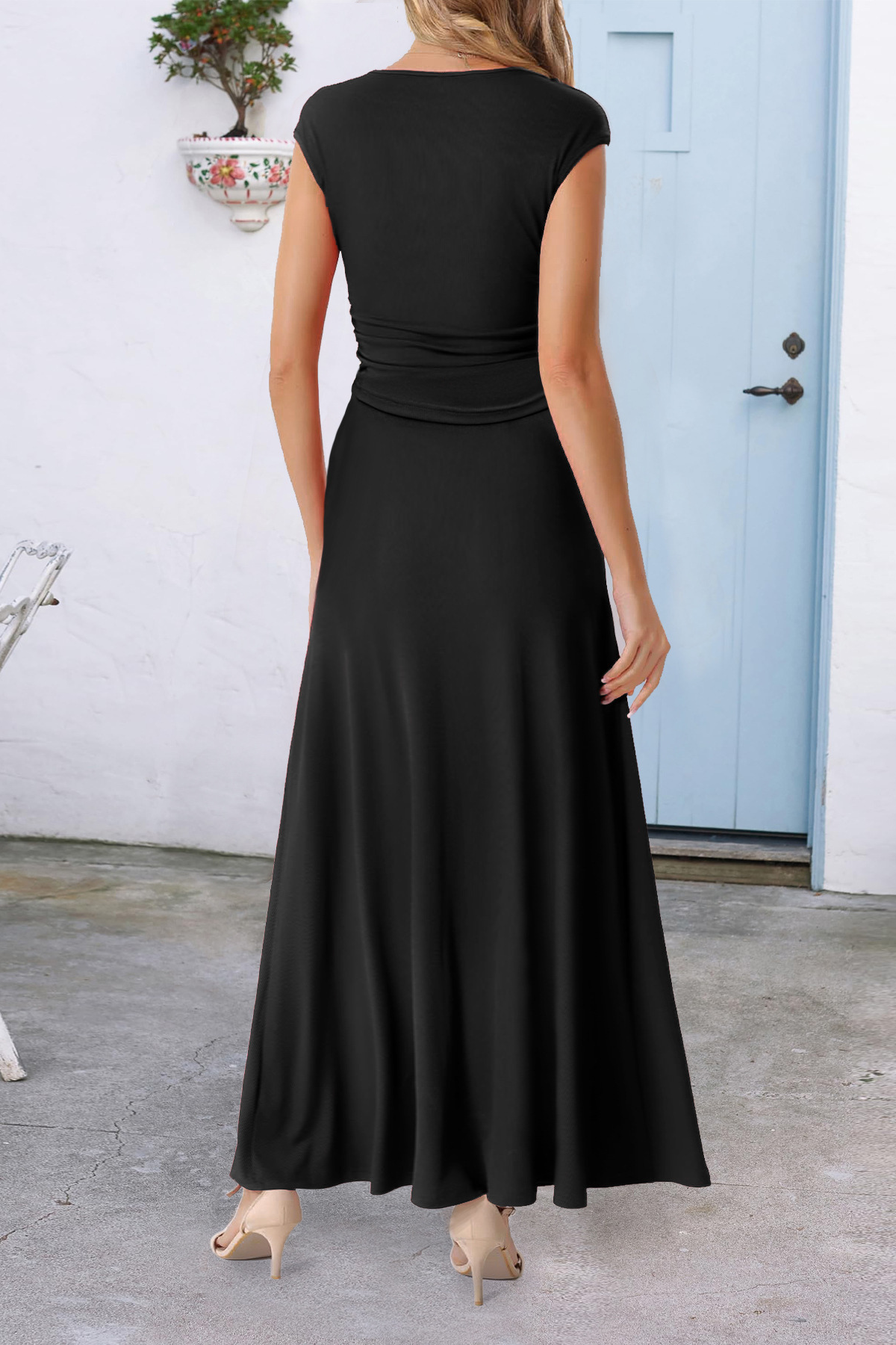 Ruched Short Sleeve Crop Top & Maxi Skirt Set