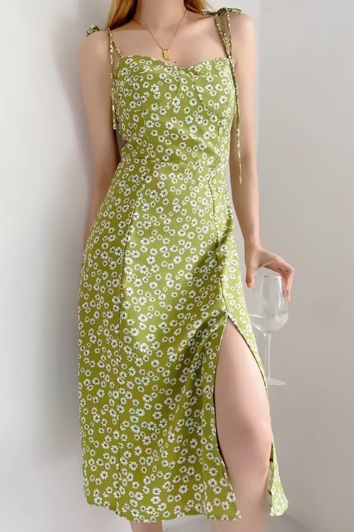 Floral Slit Midi Cami Dress