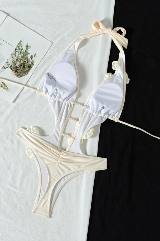 Tied Pearl Floral Bikini Set