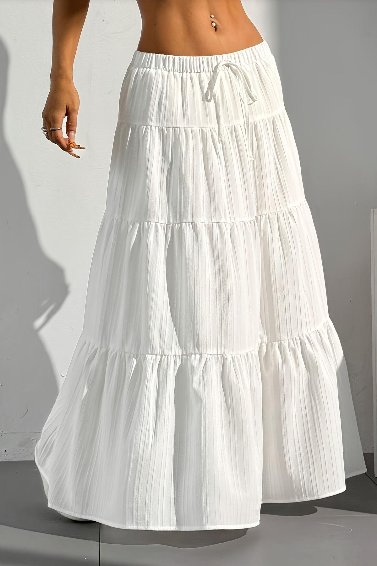 Elegant Tiered A-Line Maxi Skirt