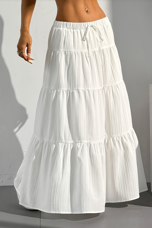 Elegant Tiered A-Line Maxi Skirt