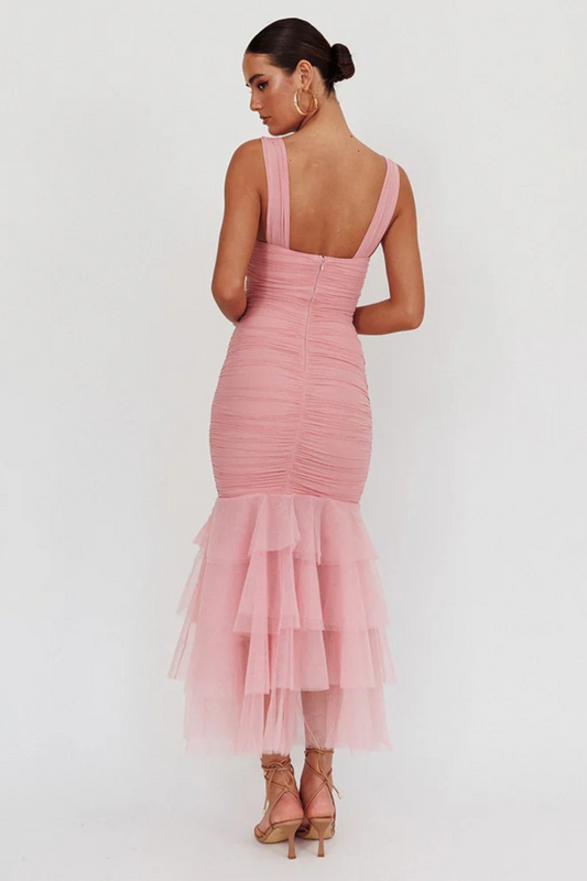 Ruched Ruffle Dress