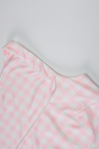Slim Fit Check Square Neck Tank Top