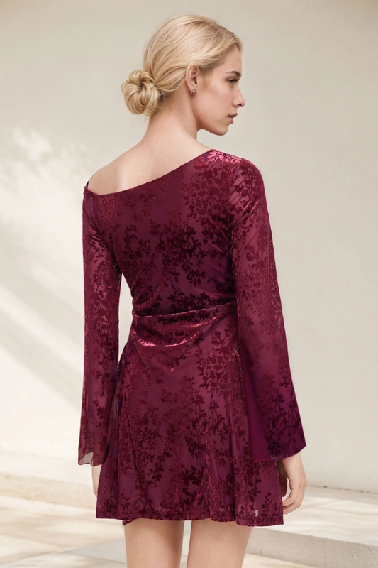 Floral Lace Ruched A-Line Dress