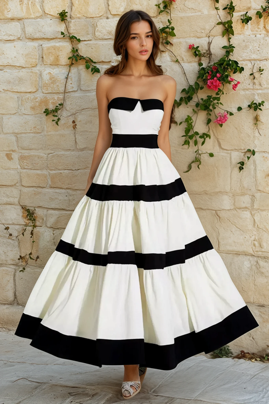 Striped Bow Maxi Dress