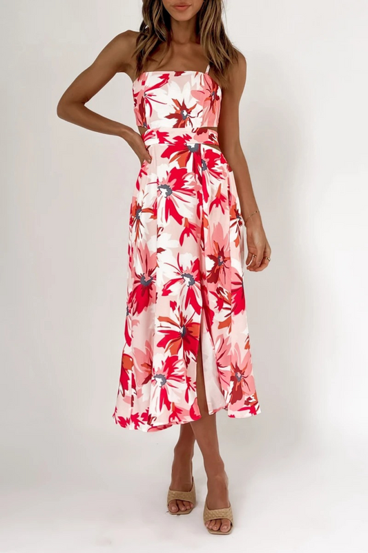 Printed Midi Tie-Waist Dress