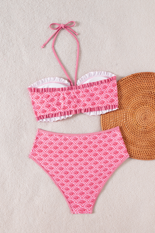 Pink Two-Way Lace-Up Bikini Set