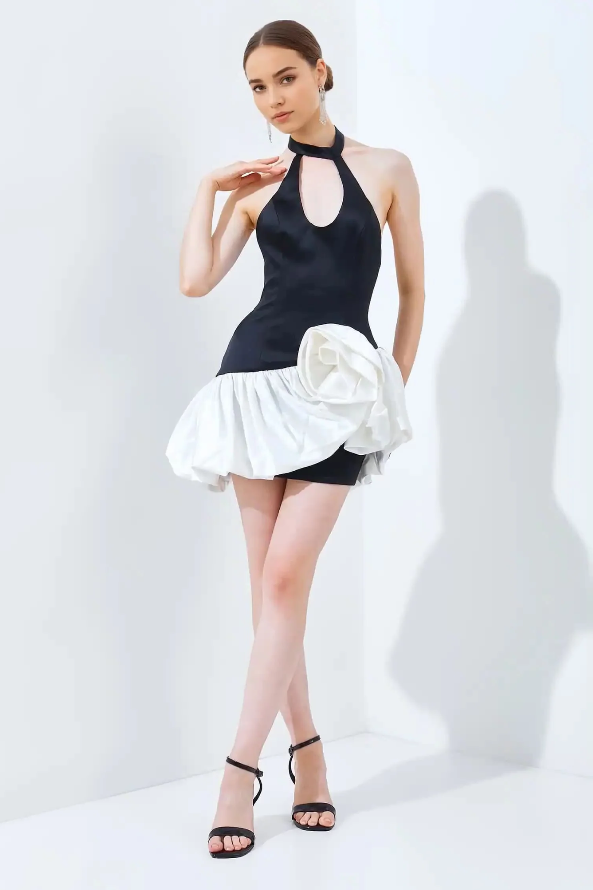 3D Color Block Halter Dress