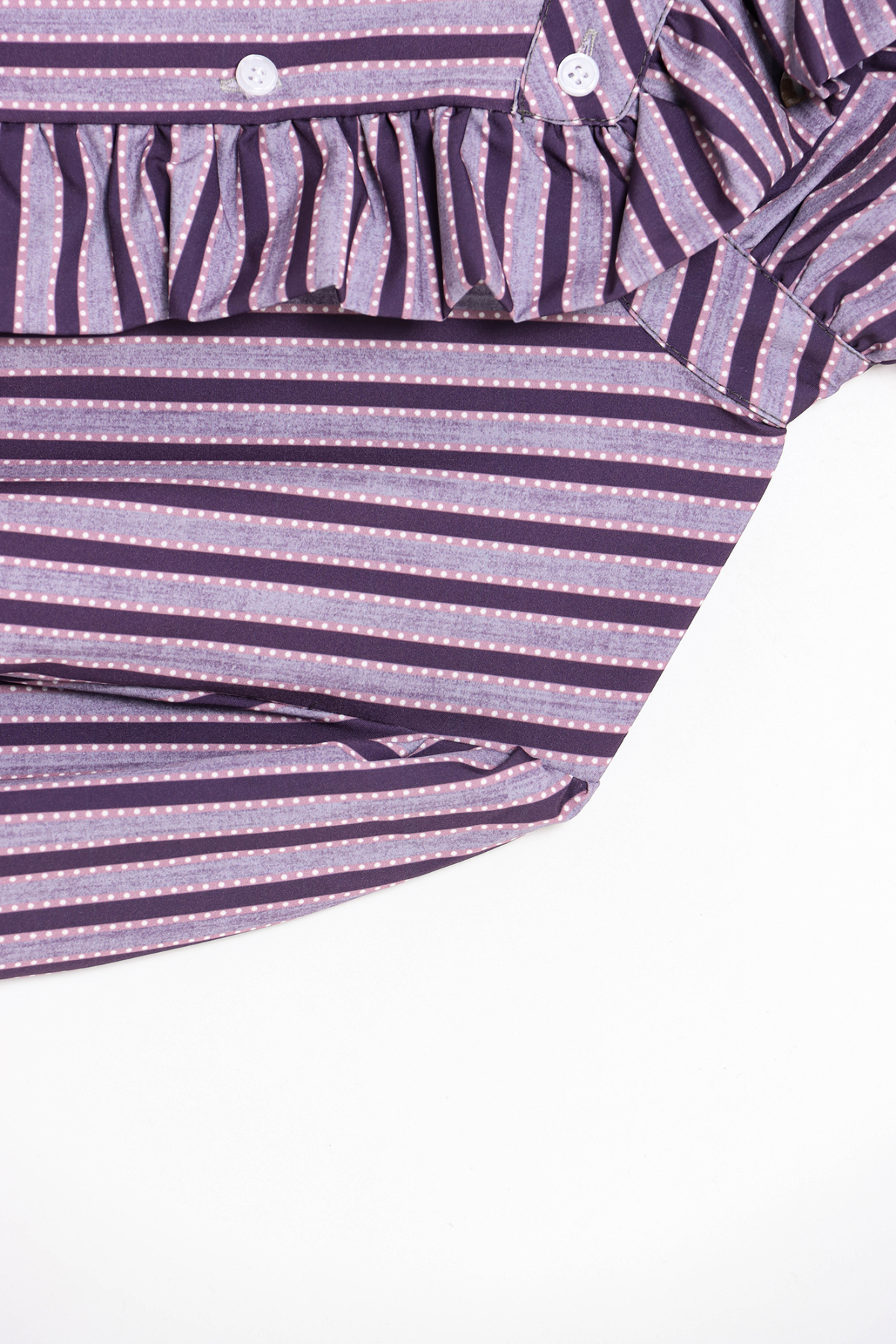 Ruffle Stand Collar Stripe Shirt