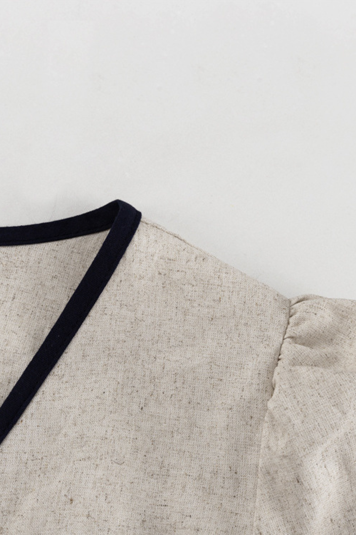 Linen Contrast Ruffle Sleeve Split Dress