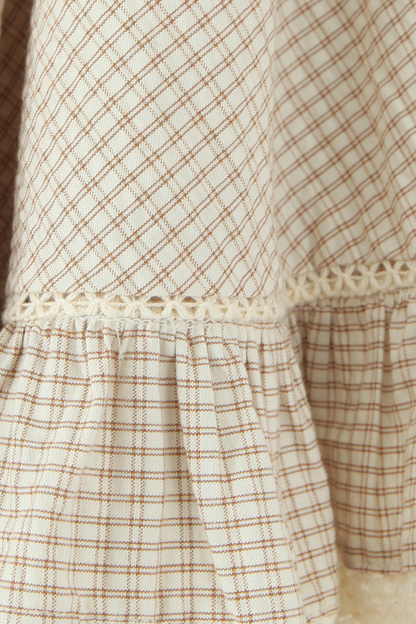Elegant Gingham Ruffle Embroidery Bottom