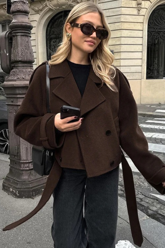 Elegant Double-Breasted Woolen Coat
