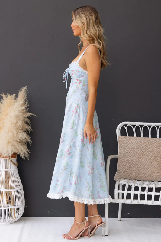 Floral Lace Ring Detail Maxi Dress