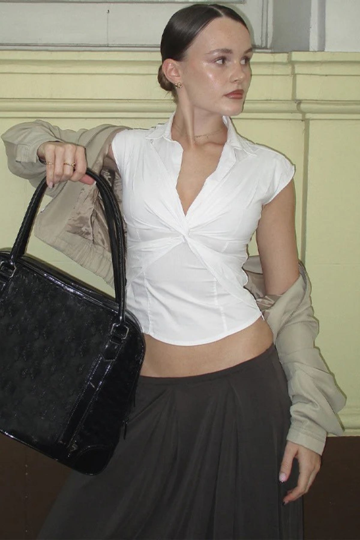 Twisted Front Collared Blouse
