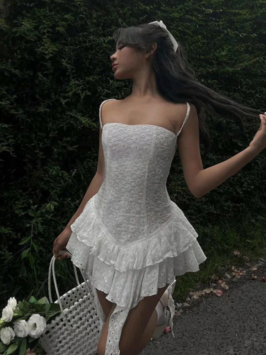 Floral Embroidered Ruffle Mini