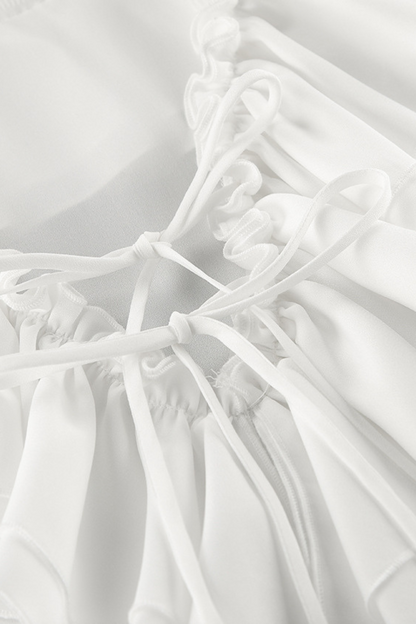 Ruffle Tie V-Neck Blouse
