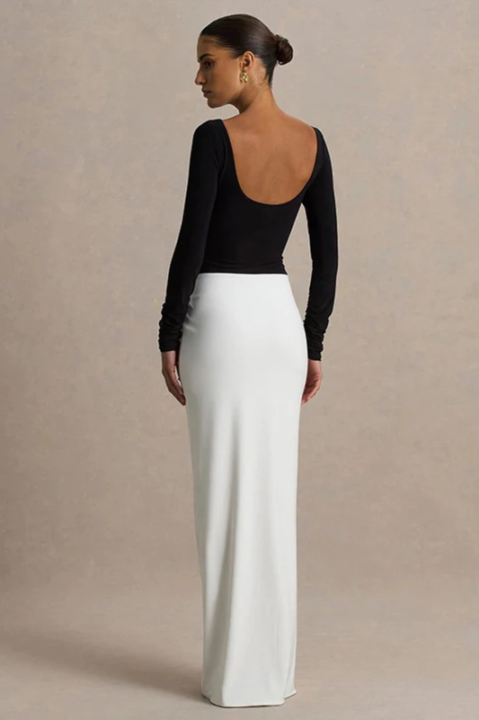 Color Block Backless Ruched Maxi Dress