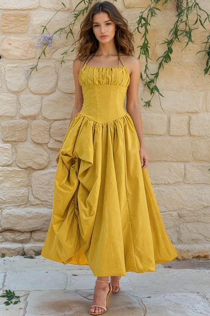 Halter Ruffle Midi Sundress