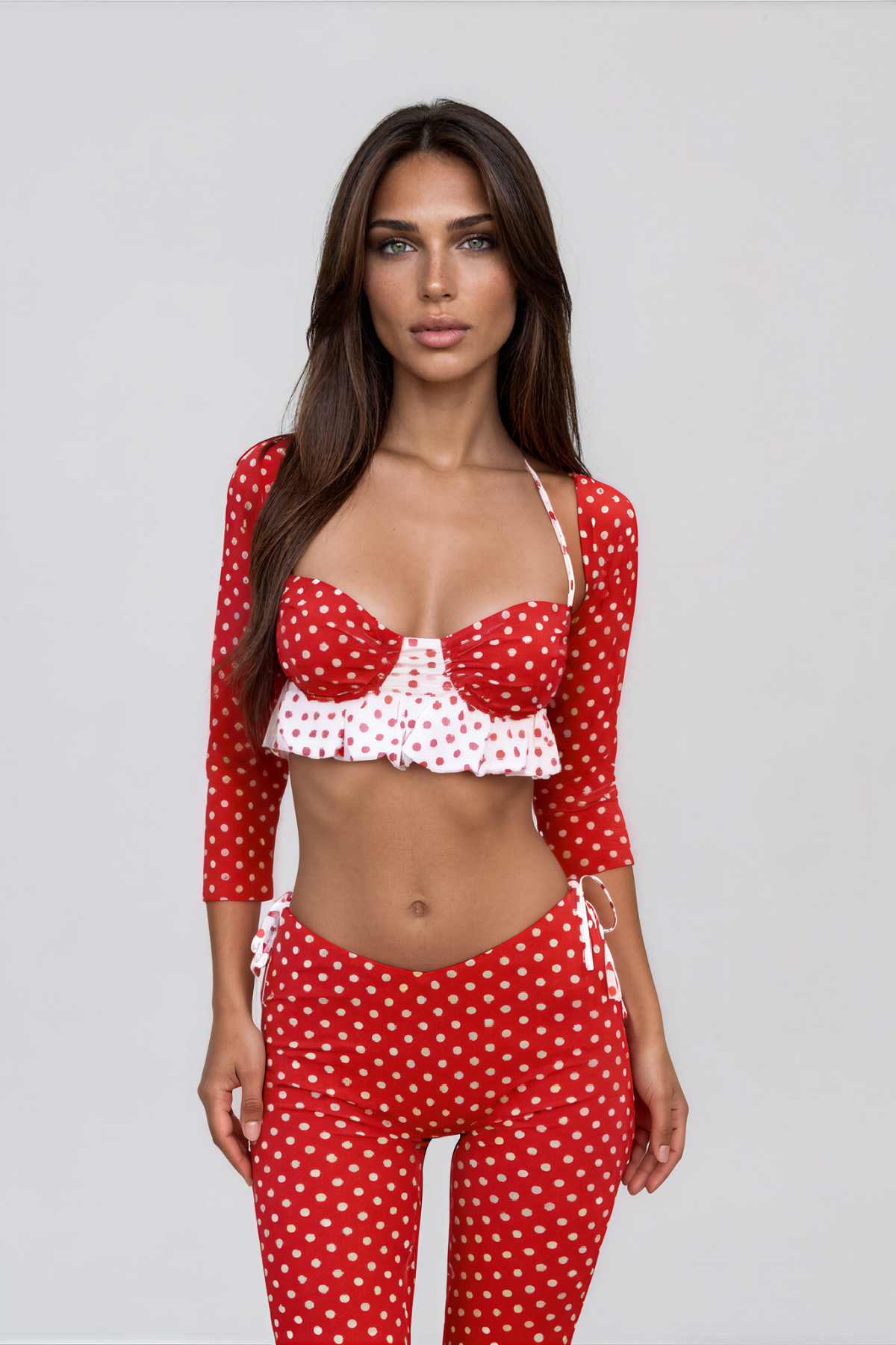 Retro Polka Dot Three-Piece Capri Set